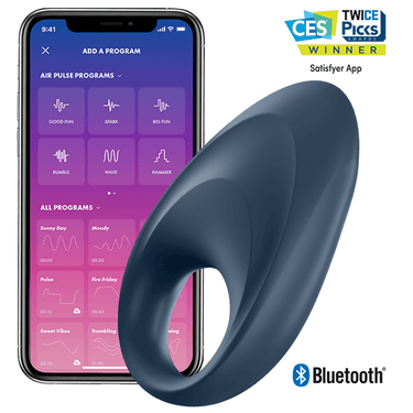 Anello fallico smart in silicone con vibrazioni e app Satisfyer Connect. Anello vibrante waterproof con controllo via Bluetooth. Personalizzabile, morbido e regolabile, offre modalità multiple e design ergonomico in silicone medico per piacere e comfort